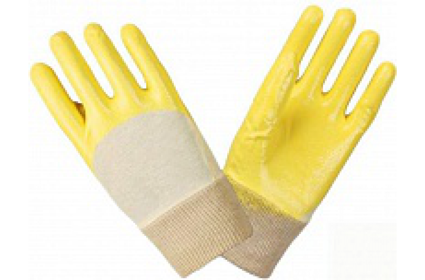 Перчатки нитриловые частичный облив облегченные манжет резинка, желтые