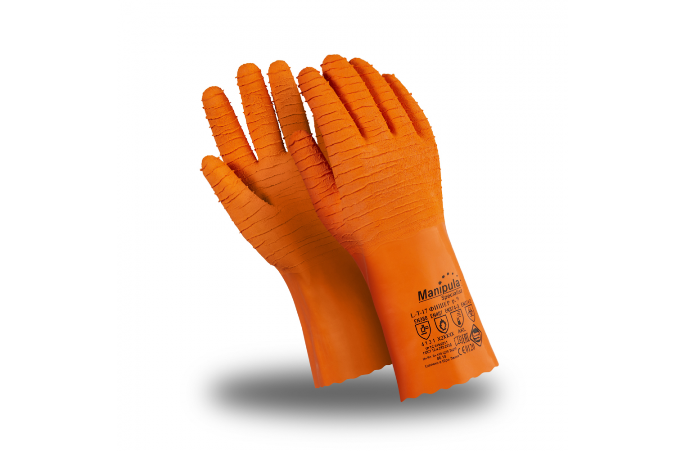 Перчатки Манипула™ Фишер (интерлок+рельефный латекс 1,6мм), L-T-17/CG-948