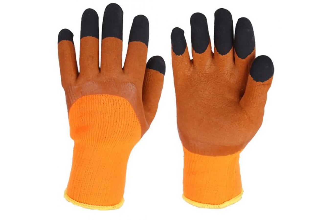Перчатки утепл. акриловые со вспененным латексным покрытием, оранжево-коричневые