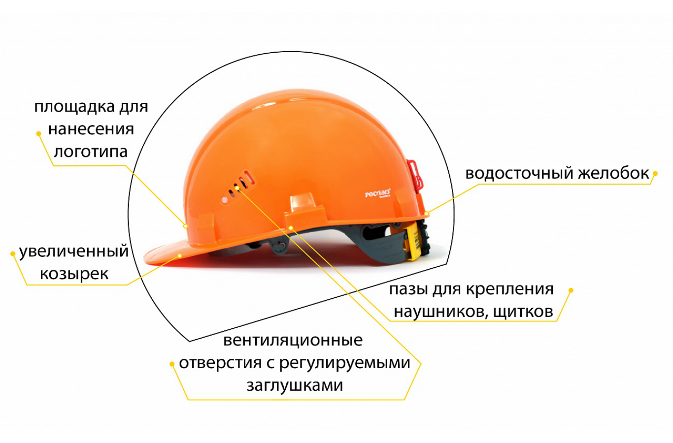 Каска РОСОМЗ™ СОМЗ-55 Фаворит RAPID (с храповиком), оранжевый