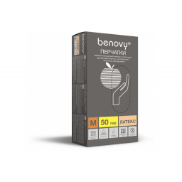 Перчатки BENOVY™ латексные неопудренные 5,4гр. (50 пар)