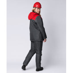 Куртка зимняя женская Снежана (тк.Дюспо), т.серый/красный
