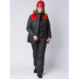 Куртка зимняя женская Снежана (тк.Дюспо), т.серый/красный