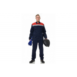Костюм сварщика Титан Комфорт 1 кл.защиты (тк.100% хб,320), т.синий/красный