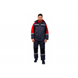 Костюм зимний Фаворит-Мега (тк.Протек, 240) п/к, черный/красный/серый