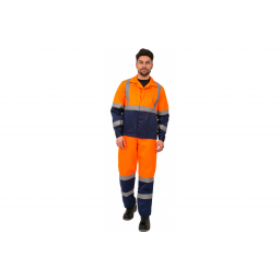Костюм Дорожник с укороченной курткой (тк.Смесовая,210) п/к, оранжевый/т.синий