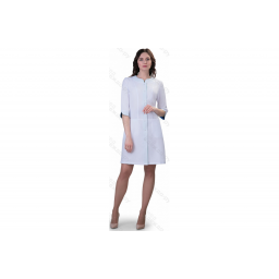Халат женский №214 (тк.ТиСи) DoctorBIG, белый/голубой (0/5)