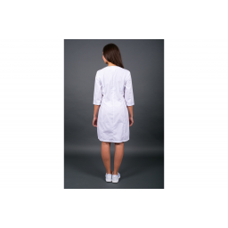 Халат женский №242 (тк.ТиСи) DoctorBIG, белый/бирюзовый (0/39)