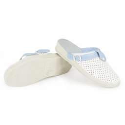 Сабо женские нат.кожа Комфорт ПВХ, белый/голубой