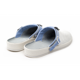 Сабо женские нат.кожа Комфорт ПВХ, белый/голубой