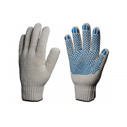 Перчатки х/б 10кл. ЛЮКС с ПВХ ТОЧКА 51-53гр. 150текс, белые