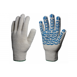 Перчатки х/б 10кл. СТАНДАРТ с ПВХ ВОЛНА 39-41гр. 116текс, белые