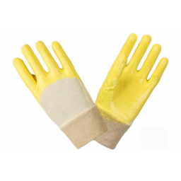 Перчатки нитриловые частичный облив облегченные манжет резинка, желтые
