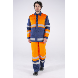 Костюм Дорожник (тк.Смесовая,210) п/к, оранжевый/т.синий