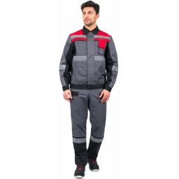 Костюм Виват-2 Премиум (тк.Смесовая,240) п/к, серый/черный/красный