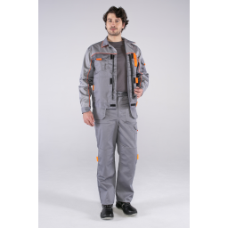 Костюм Союз-Профессионал-1 (тк.Балтекс,240) брюки, серый/св.серый/оран