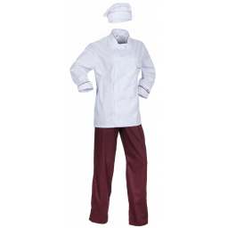 Костюм женский повара Гурман (тк.ТиСи), белый/бордовый