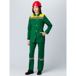 Костюм женский Весна-2 СОП NEW (тк.Смесовая,210) п/к, зеленый/желтый