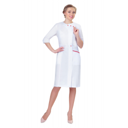 Халат женский №278 (тк.ТиСи) DoctorBIG, белый/красный (0/24)