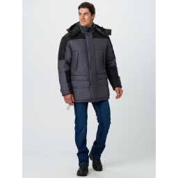 Куртка зимняя Премиум (тк.Мембрана), т.серый меланж/черный