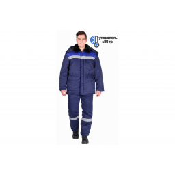 Костюм зимний Труженик-Ультра (тк.Смесовая,210) брюки, т.синий/васильковый