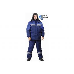 Костюм зимний Сибер Виндстоп СОП (тк.Таслан) п/к, т.синий/васильковый